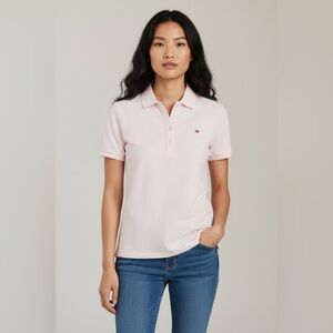 Tommy Hilfiger Pink Polo Shirt Women’s Small S/P Classic Logo Stretch Cotton
